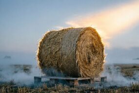 Укрытие сена и соломы тентом на открытой площадке
